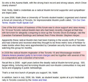 malik supports terrorists